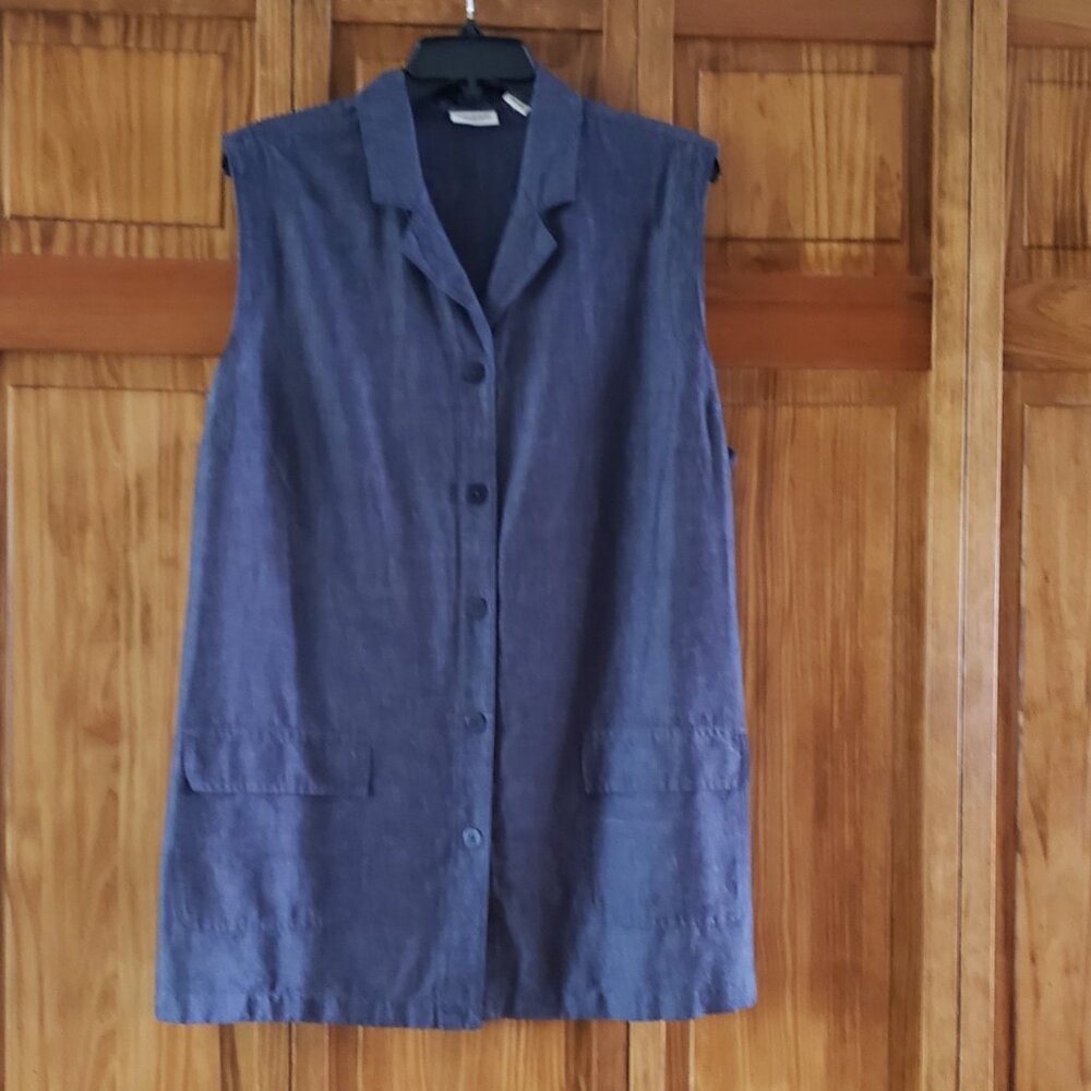 CROSSROADS blue button front sleeveless top sz 18W woman's